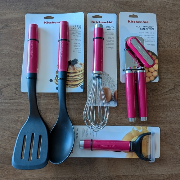 Set Of 5 Hibiscus Hot Pink KitchenAid Utensils - Picture 1 of 1